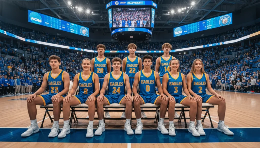 High school student athletes posing as a team, showing the benefits of high school sports for students