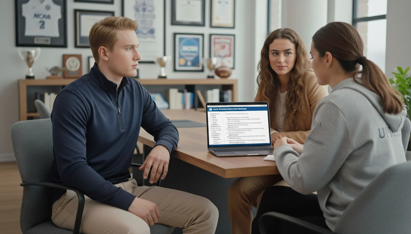 NCAA recruiting rules explained during college recruiting meeting with student athlete
